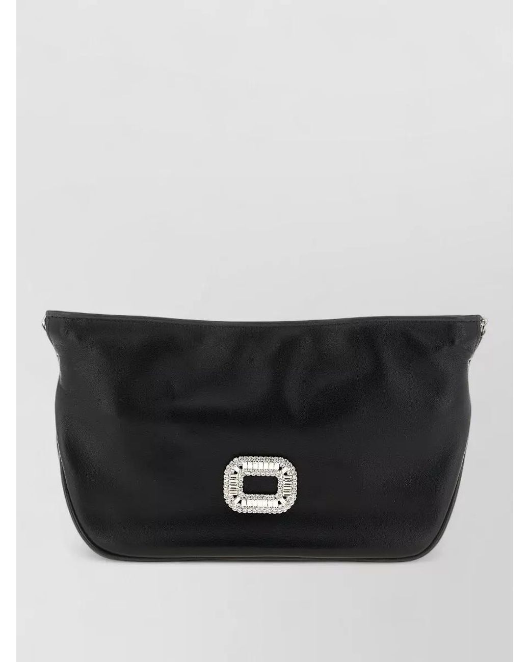Roger Vivier Black Leather Crystal-Embellished Shoulder Bag
