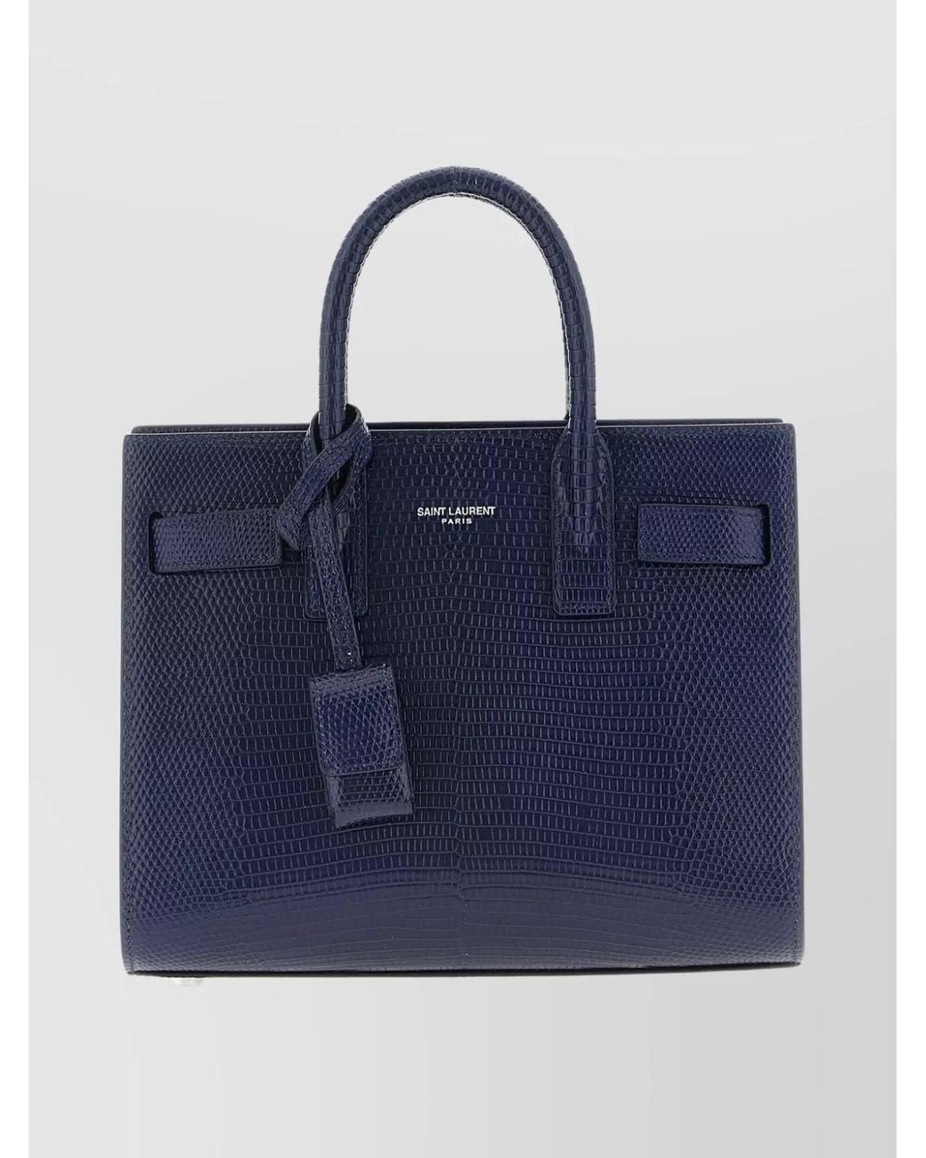Saint Laurent Blue Sac De Jour Nano Lizard Leather Tote Bag