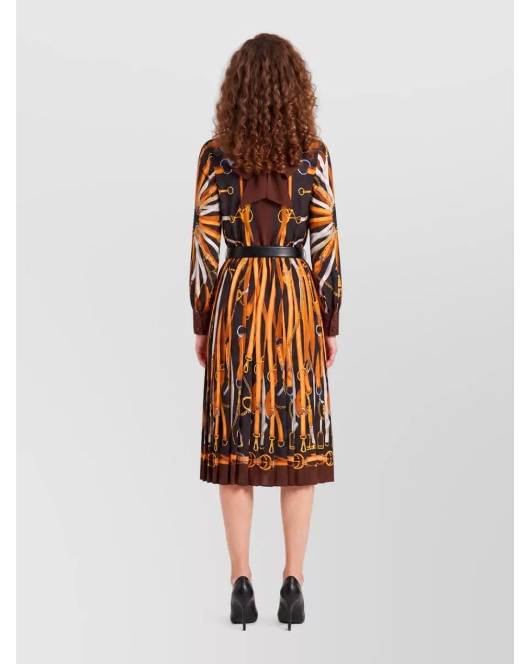 Gucci Multicolor Printed Silk Pleated Midi Dress