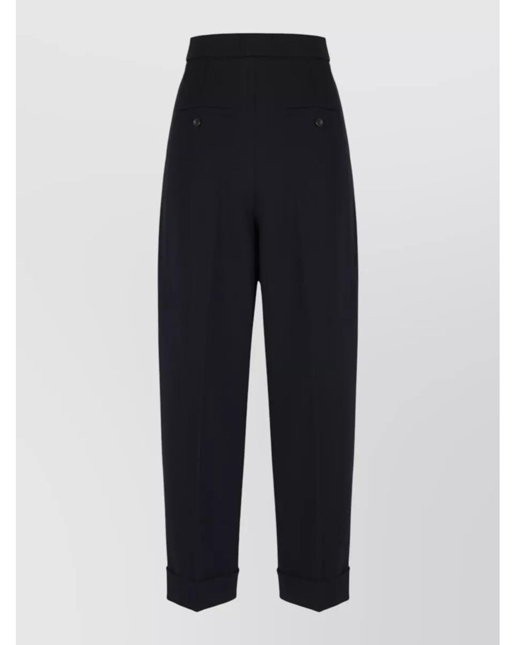 Max Mara Blue Virgin Wool High-Rise Cropped Tailored Trousers