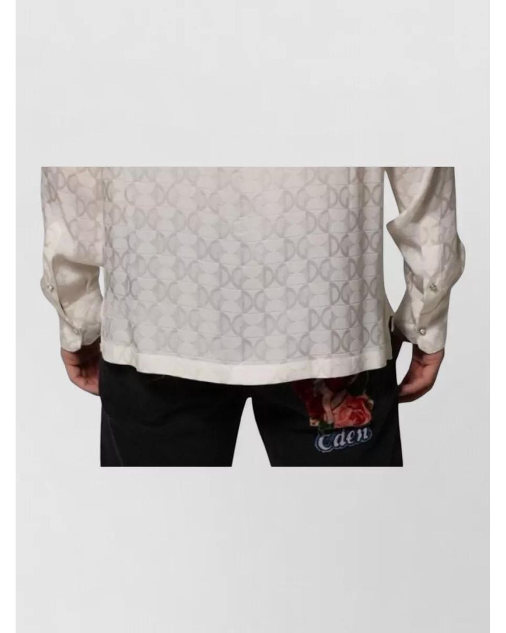 Dolce & Gabbana Natural Silk Logo Print Long-Sleeve Shirt for men