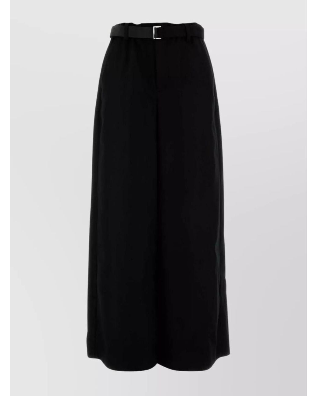 Sacai Black Wool Wide-Leg Trousers