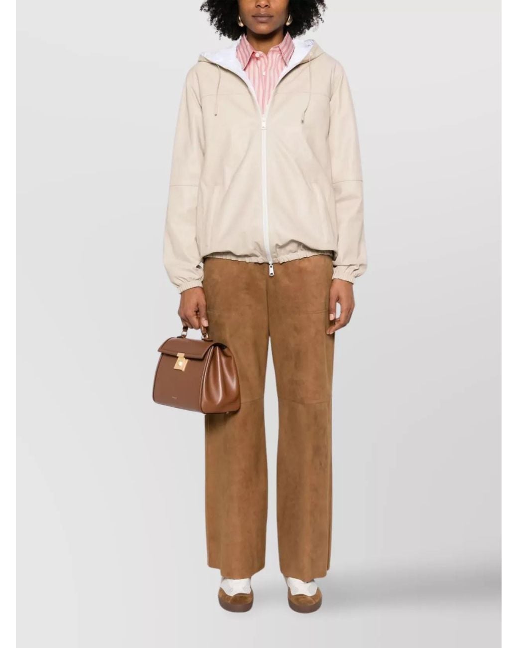P.A.R.O.S.H. Natural Lamb Leather Hooded Fitted Jacket