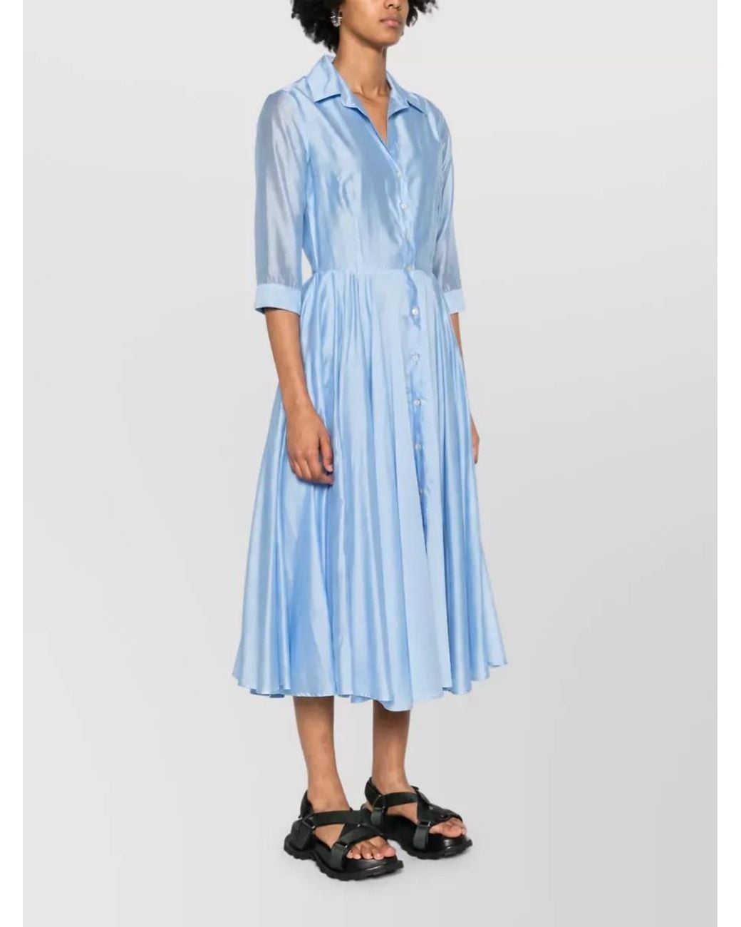 DR. HOPE Blue Round Neck Midi Dress