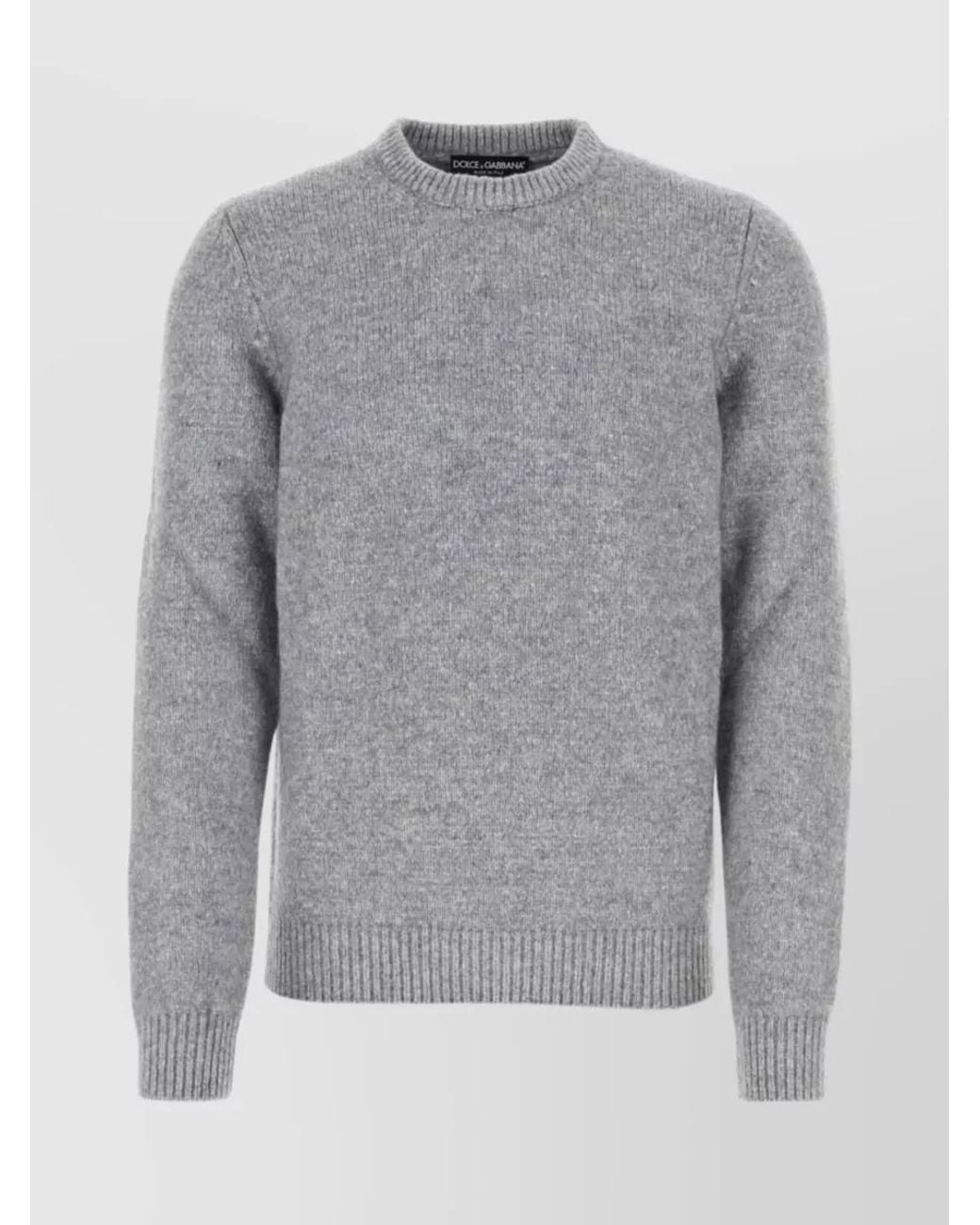 Dolce & Gabbana Gray Logo-Plaque Jumper for men