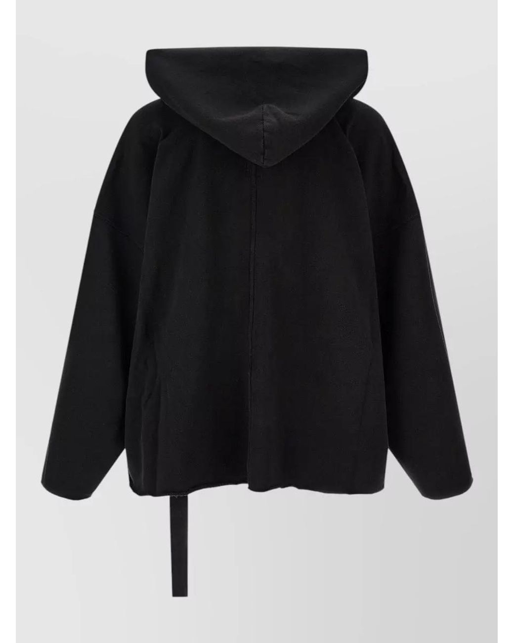 Rick Owens Black Cotton Hooded Kaftan Jacket for men