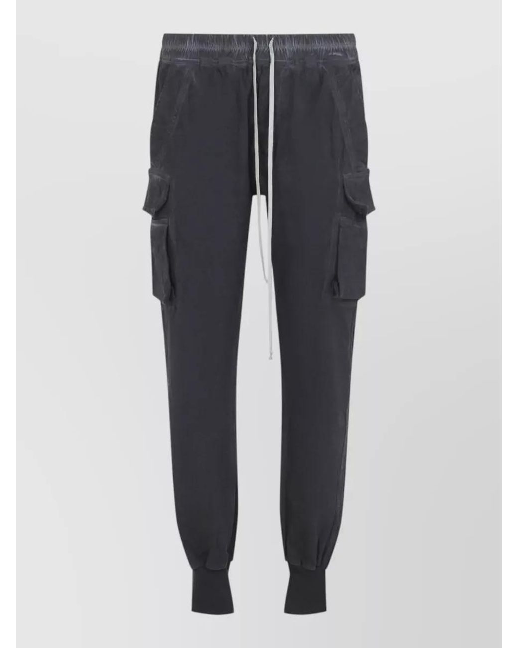 Rick Owens Blue Cotton Relaxed-Fit Tapered Cargo Pants for men