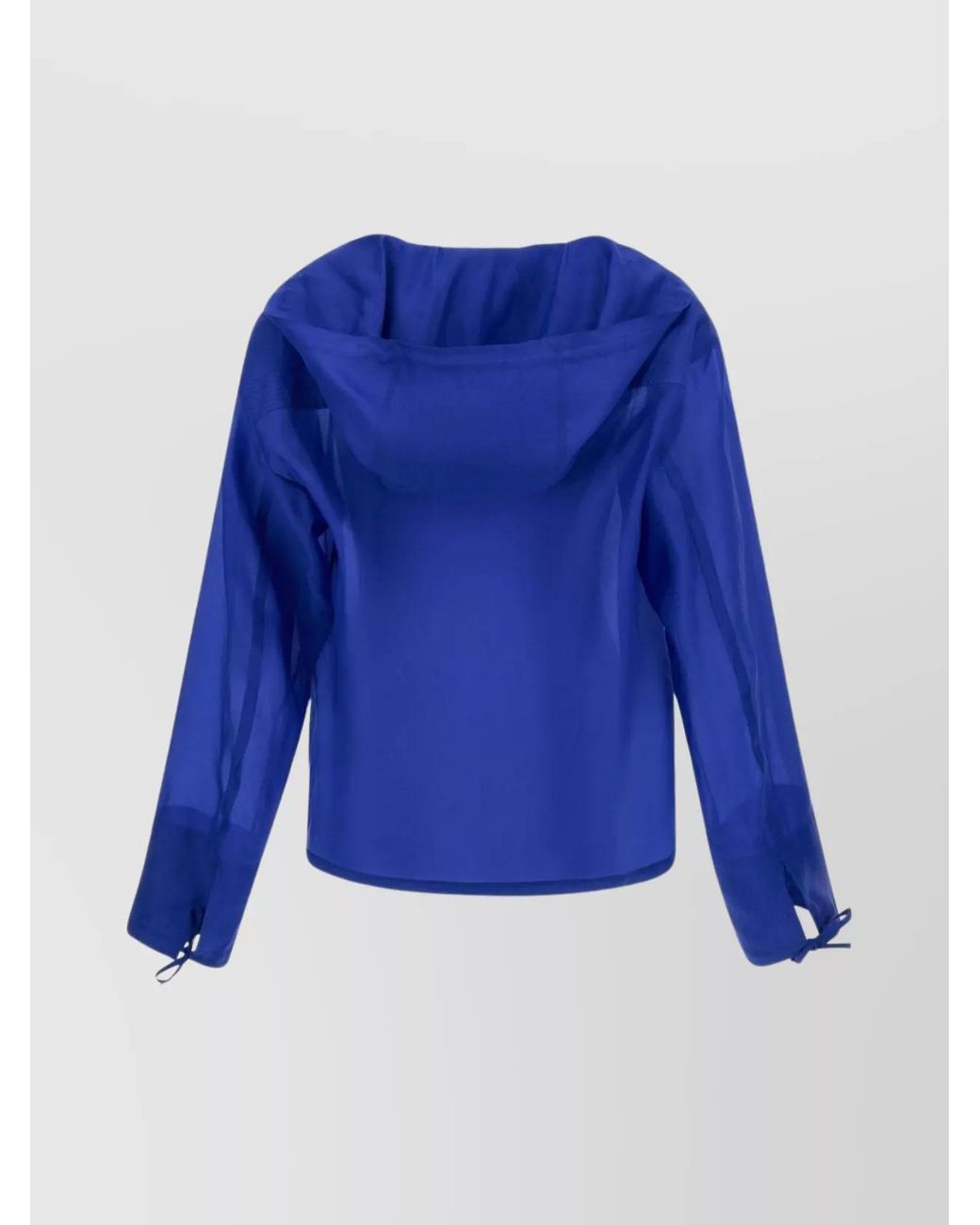Ferragamo Blue Silk Hooded Long-Sleeve V-Neck Blouse for men