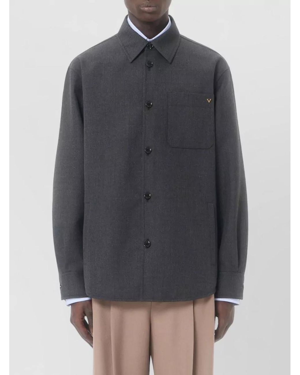 Valentino Black Wool Blend Shirt Jacket for men