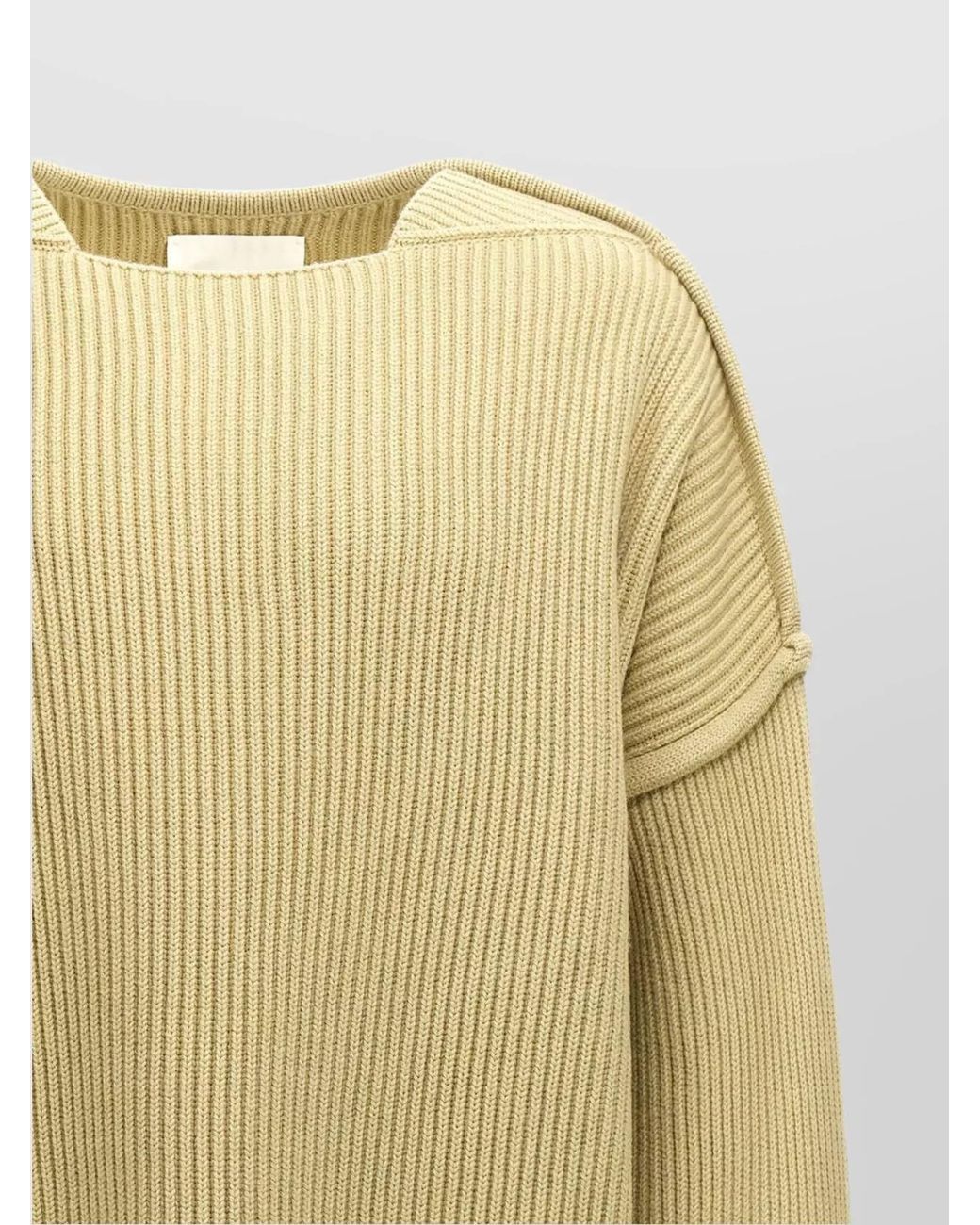 Jil Sander Natural Geometric Neckline Wool Jumper for men
