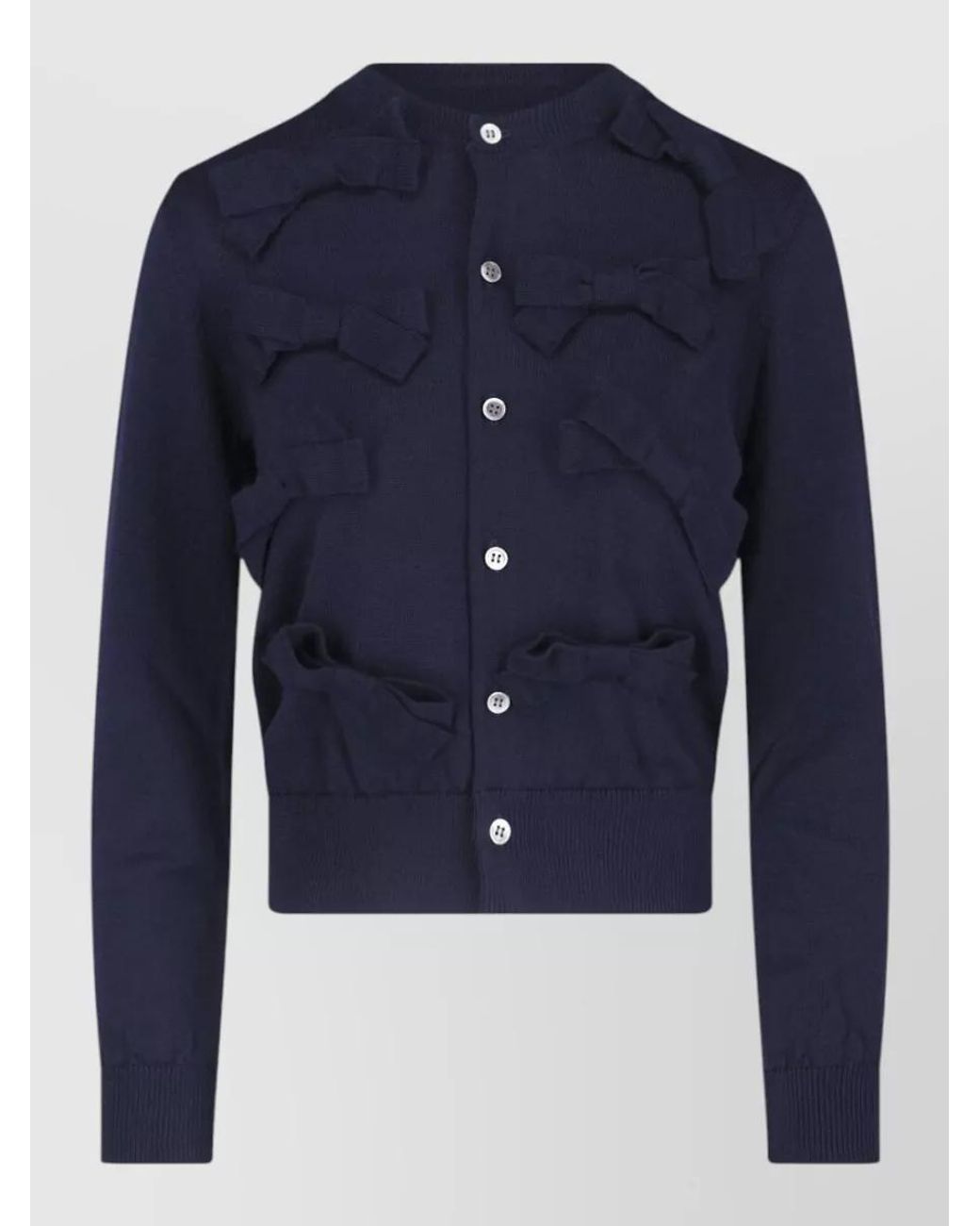 Comme des Garçons Blue Crewneck Wool Cardigan