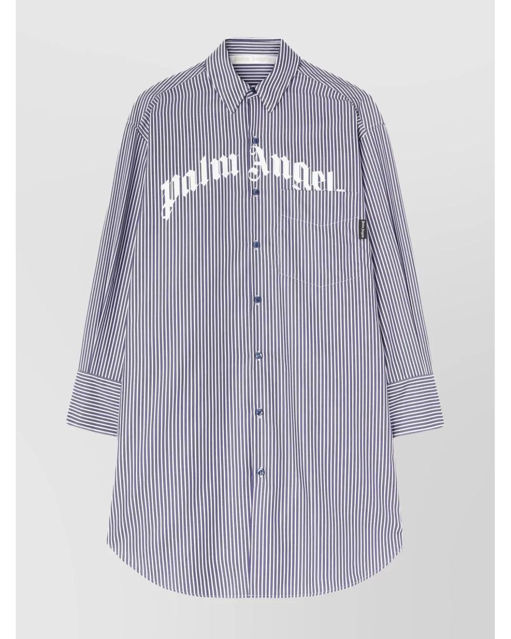 Palm Angels Purple Striped Logo Print Midi Shirt Dress