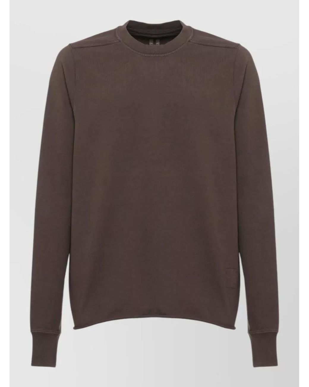 Rick Owens Brown Ribbed Long-Sleeve Cotton T-Shirt for men