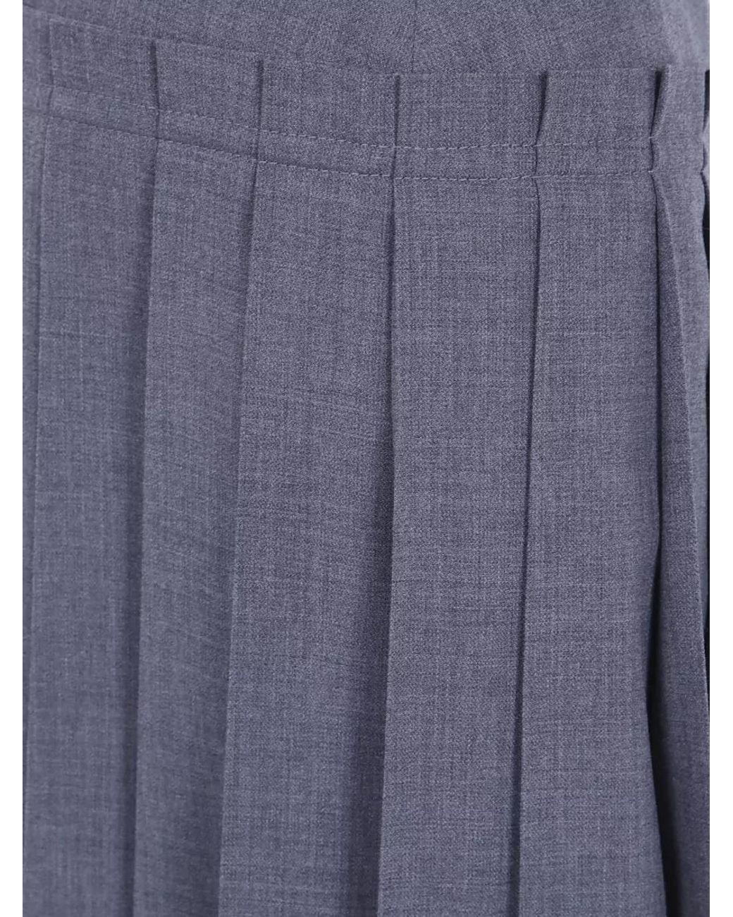 AMI Purple Wool Pleated Midi Skirt