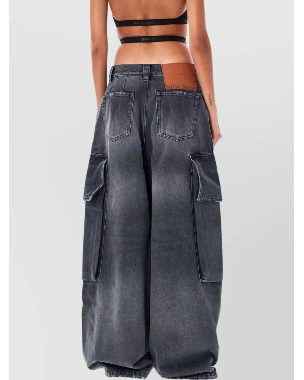 Palm Angels Blue Denim Oversized Wide-Leg Trousers