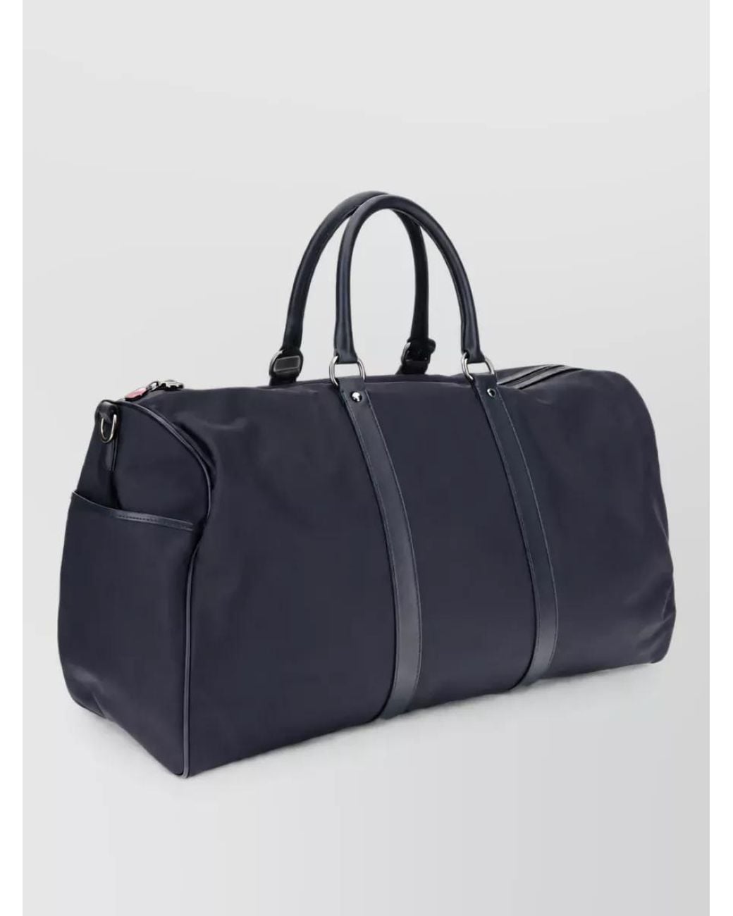 Kiton Blue Leather Trim Duffle Bag for men