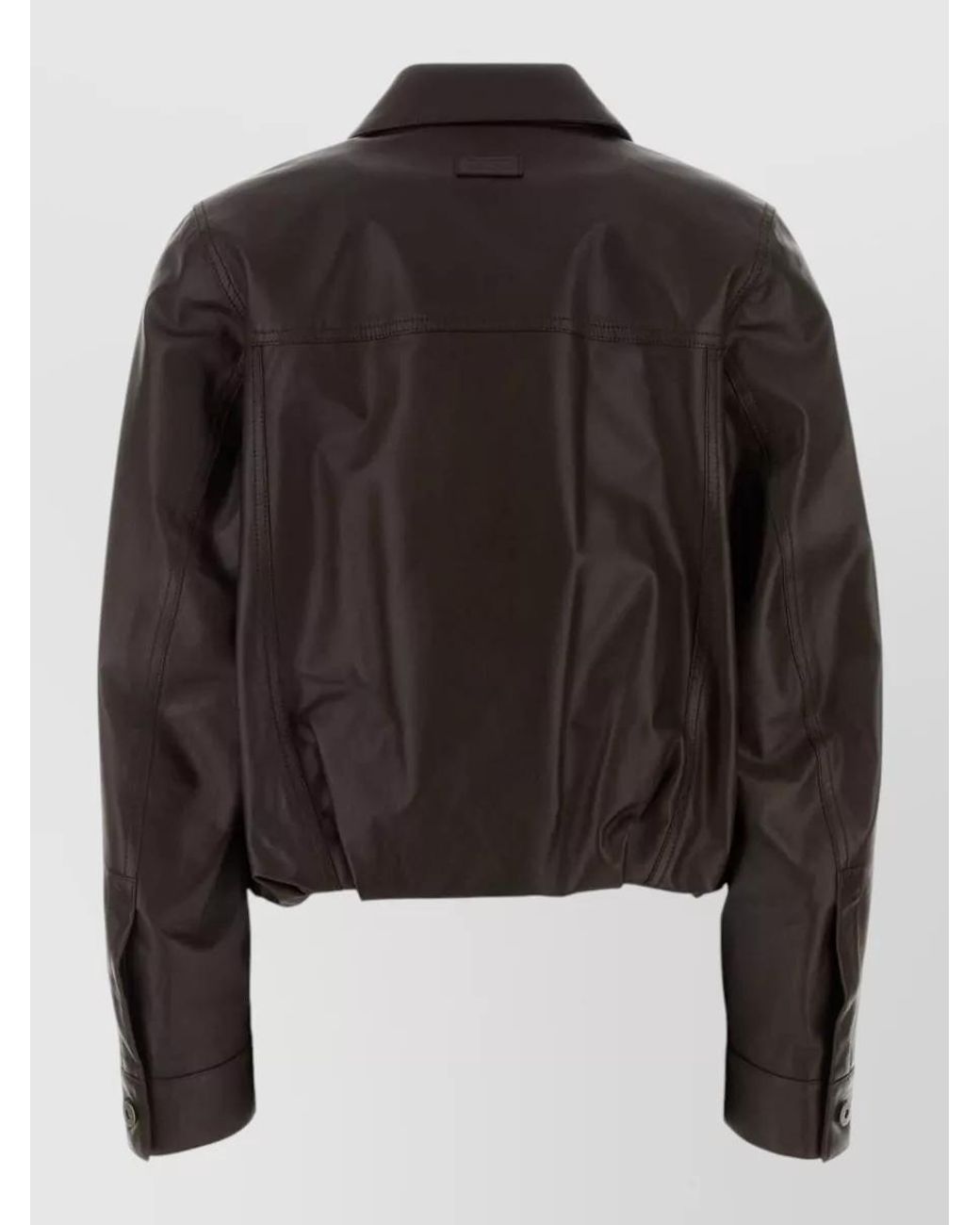 Loewe Black Leather Jacket Long Sleeves Collared Neck Pockets