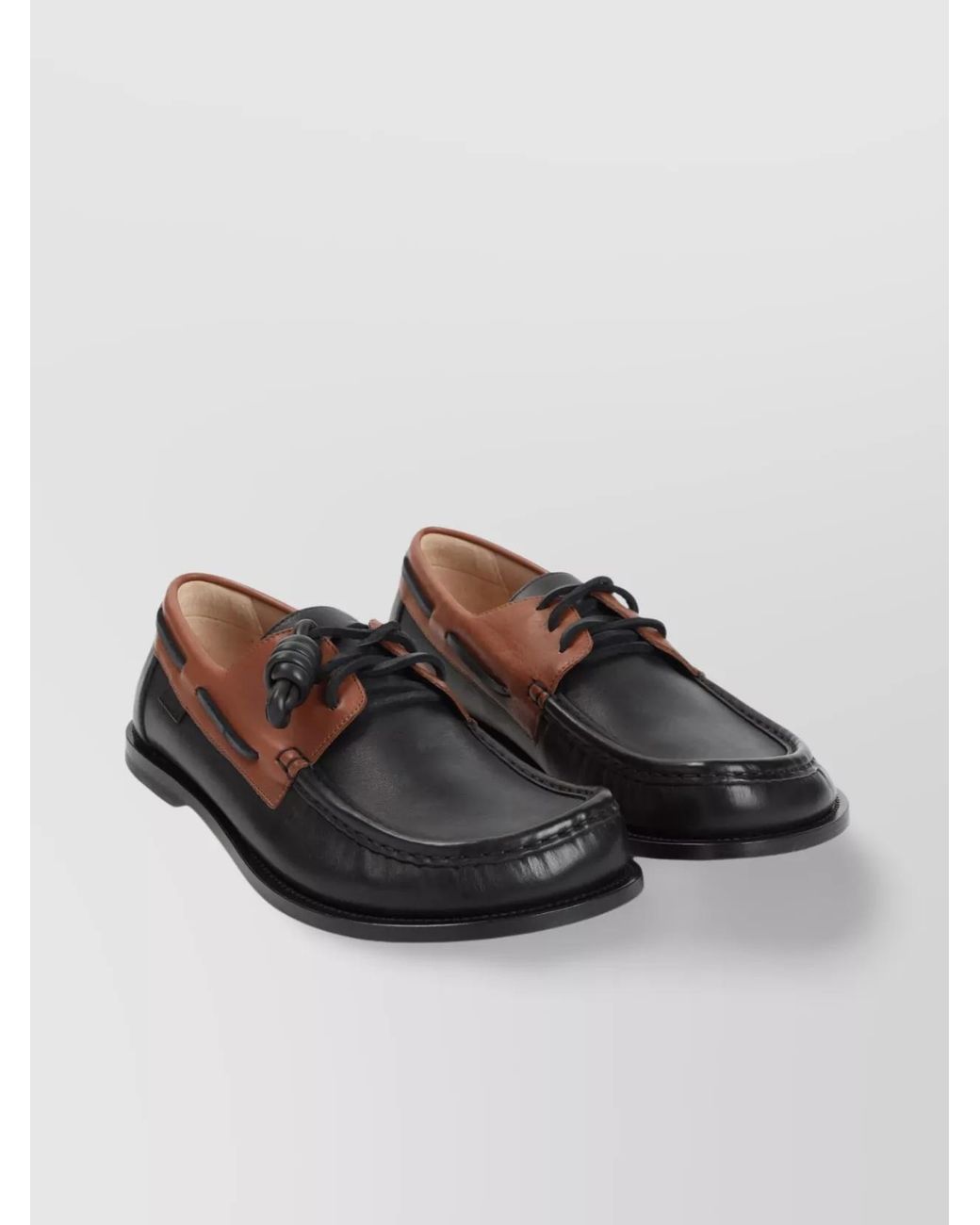 Loewe Brown Leather Boat Shoes for men