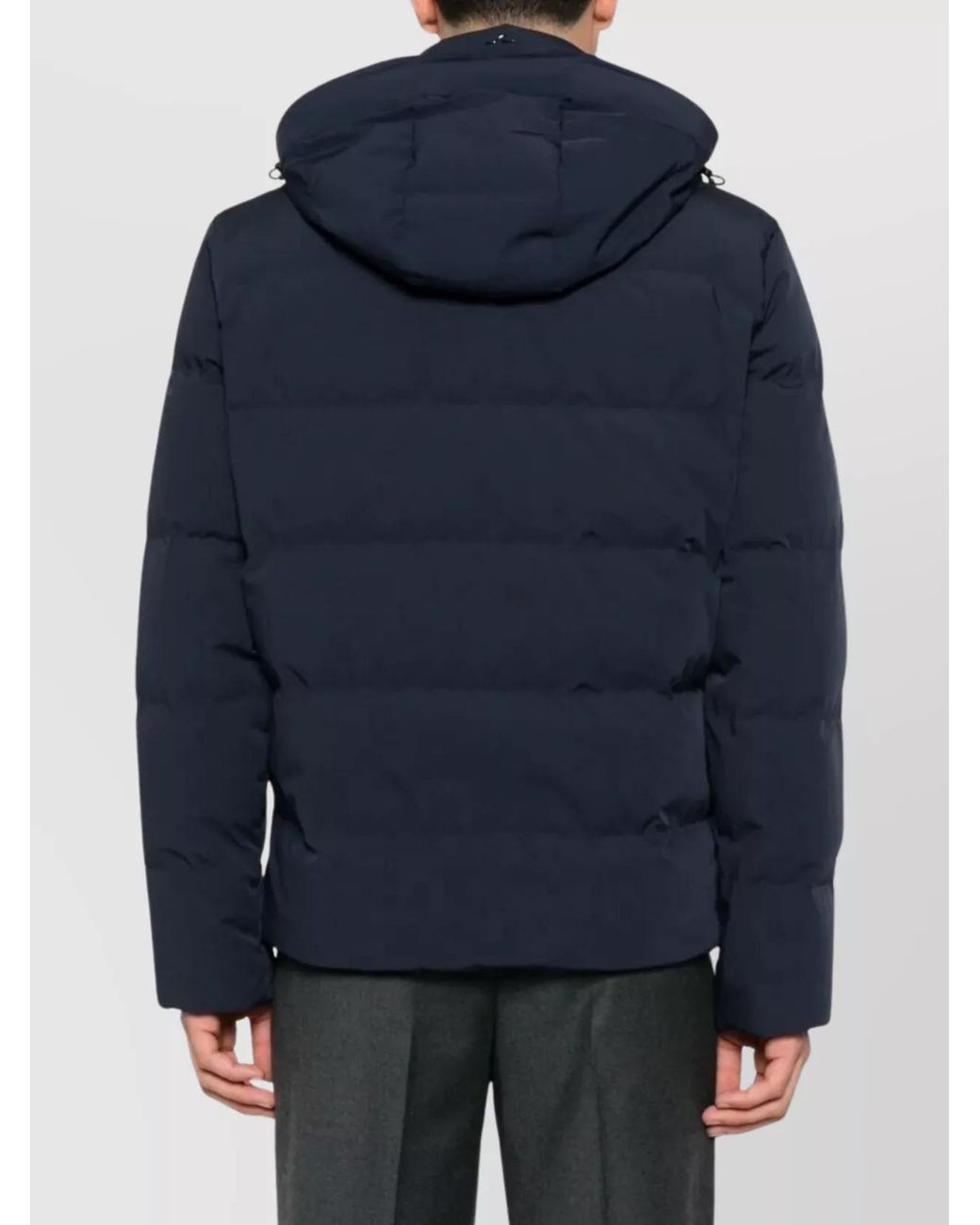 Paul & Shark Blue Down Hooded Quilted Jacket for men