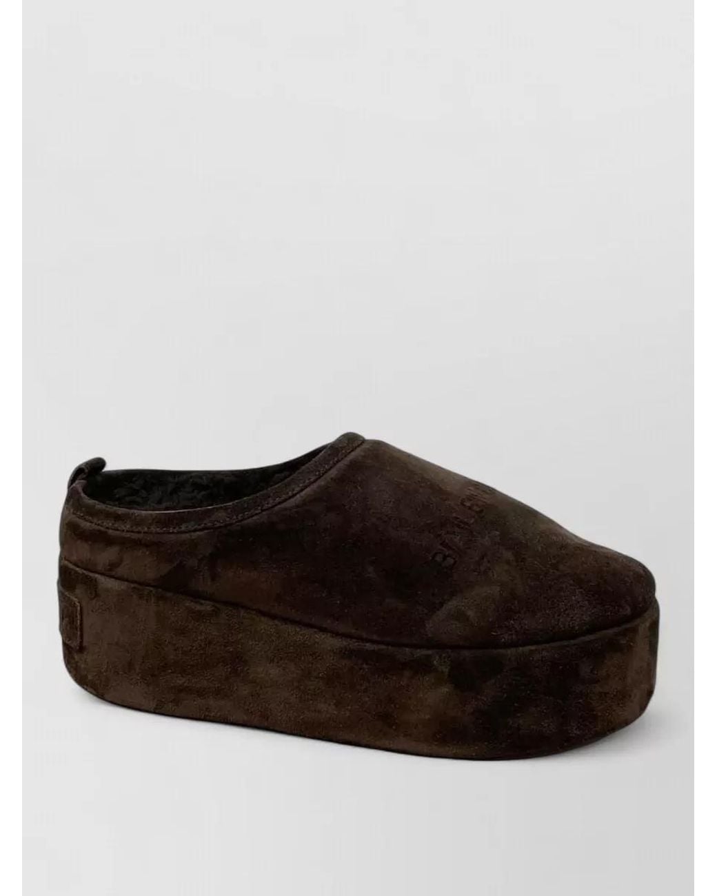 Balenciaga Brown Leather Platform Slippers