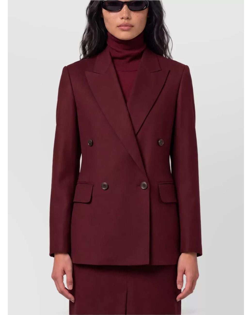 Max Mara Red Wool Double-Breasted Jacket