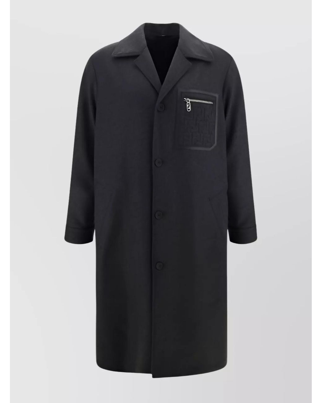 Fendi Black Cashmere Single-Breasted Coat for men