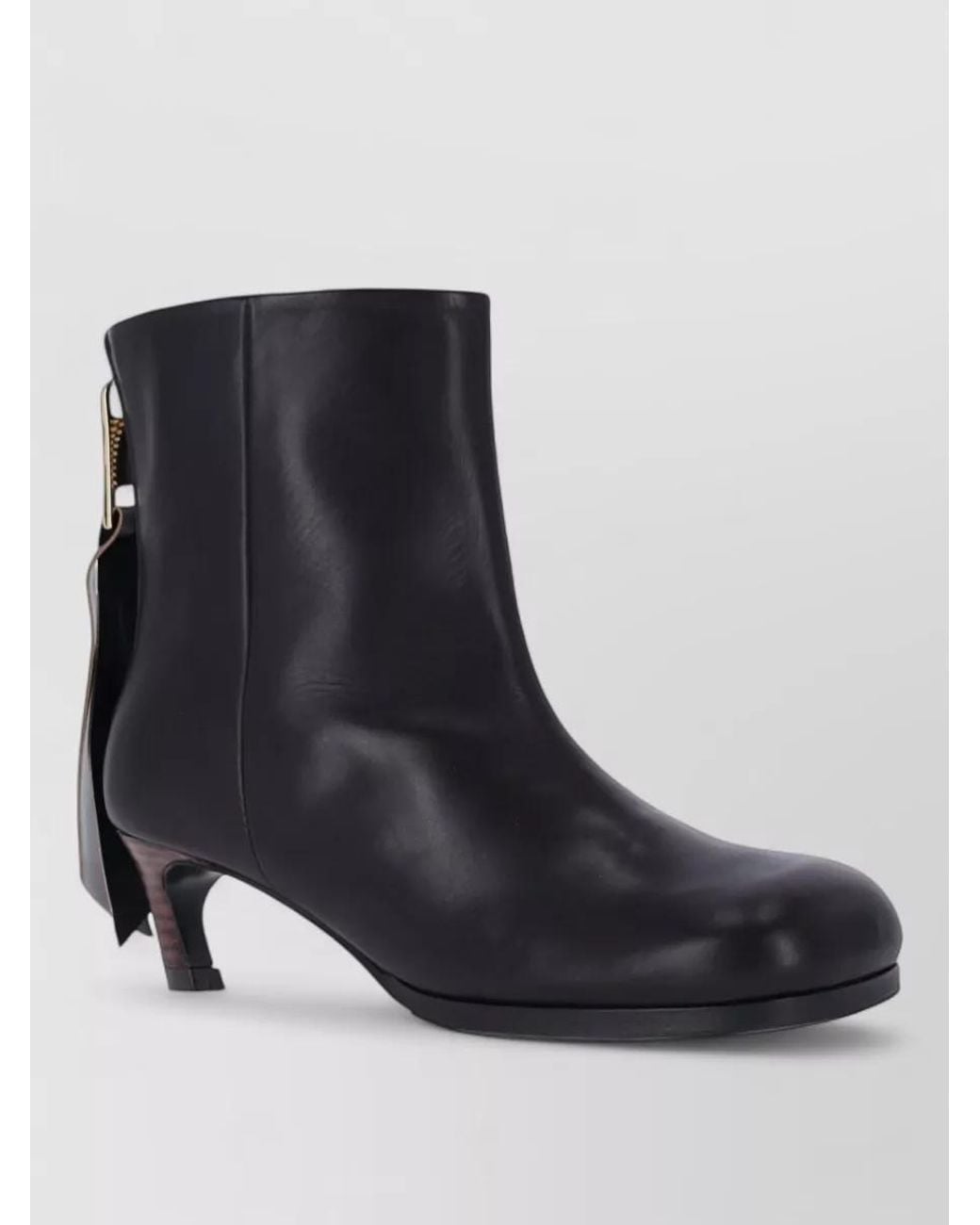 Sacai Black Leather Ankle Boots