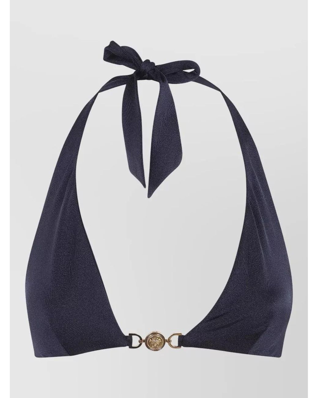Versace Blue Halterneck Triangle Bikini Top