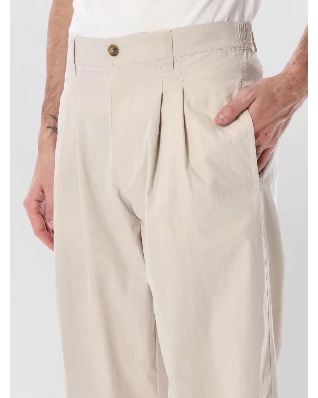 Isabel Marant Natural Pleated Loose Fit Trousers for men