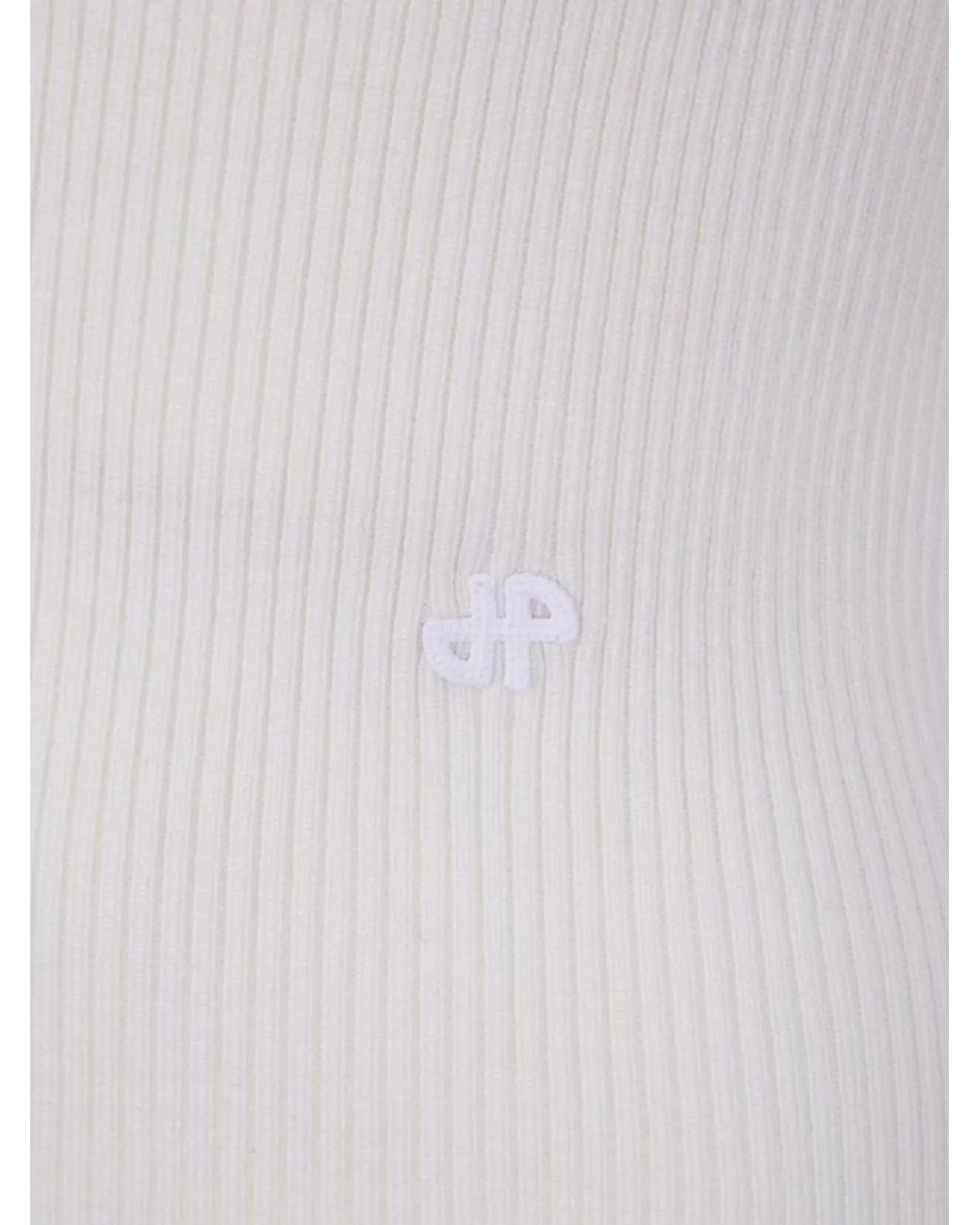Patou White Ribbed Turtleneck Jumper