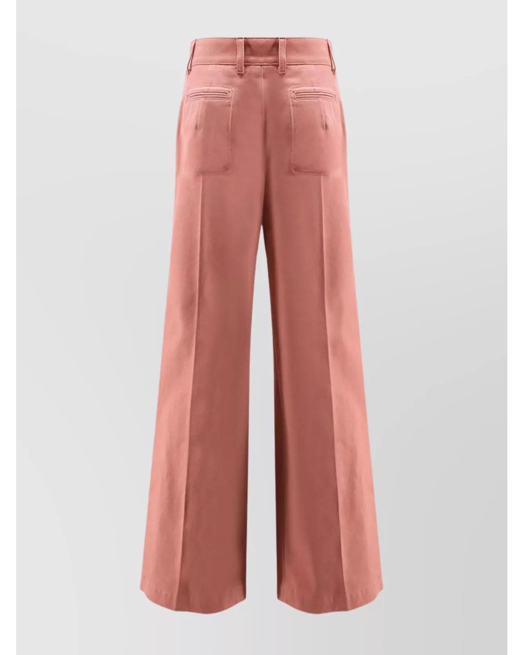 Chloé Cotton High Waist Flared Trousers With Back Pockets