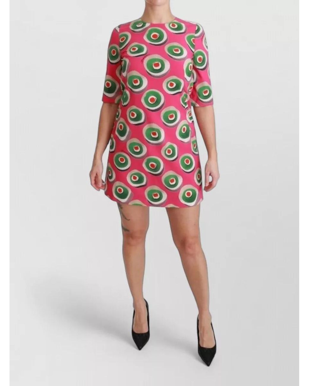 Dolce & Gabbana Red Silk Printed Mini Dress