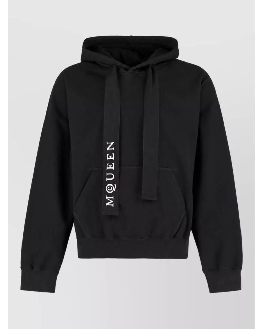 McQueen Black Cotton Hoodie for men