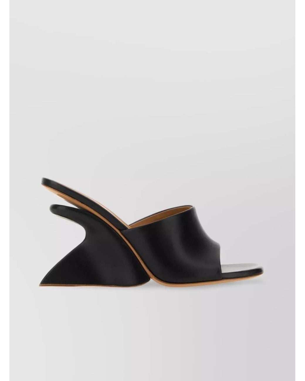 Off-White c/o Virgil Abloh Black Leather Wedge Mules
