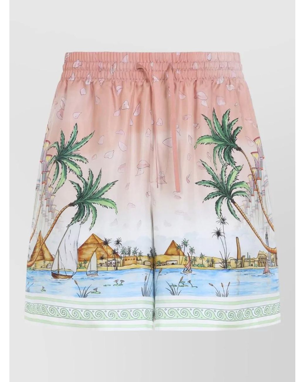 Casablanca Multicolor Silk Printed Swim Shorts for men