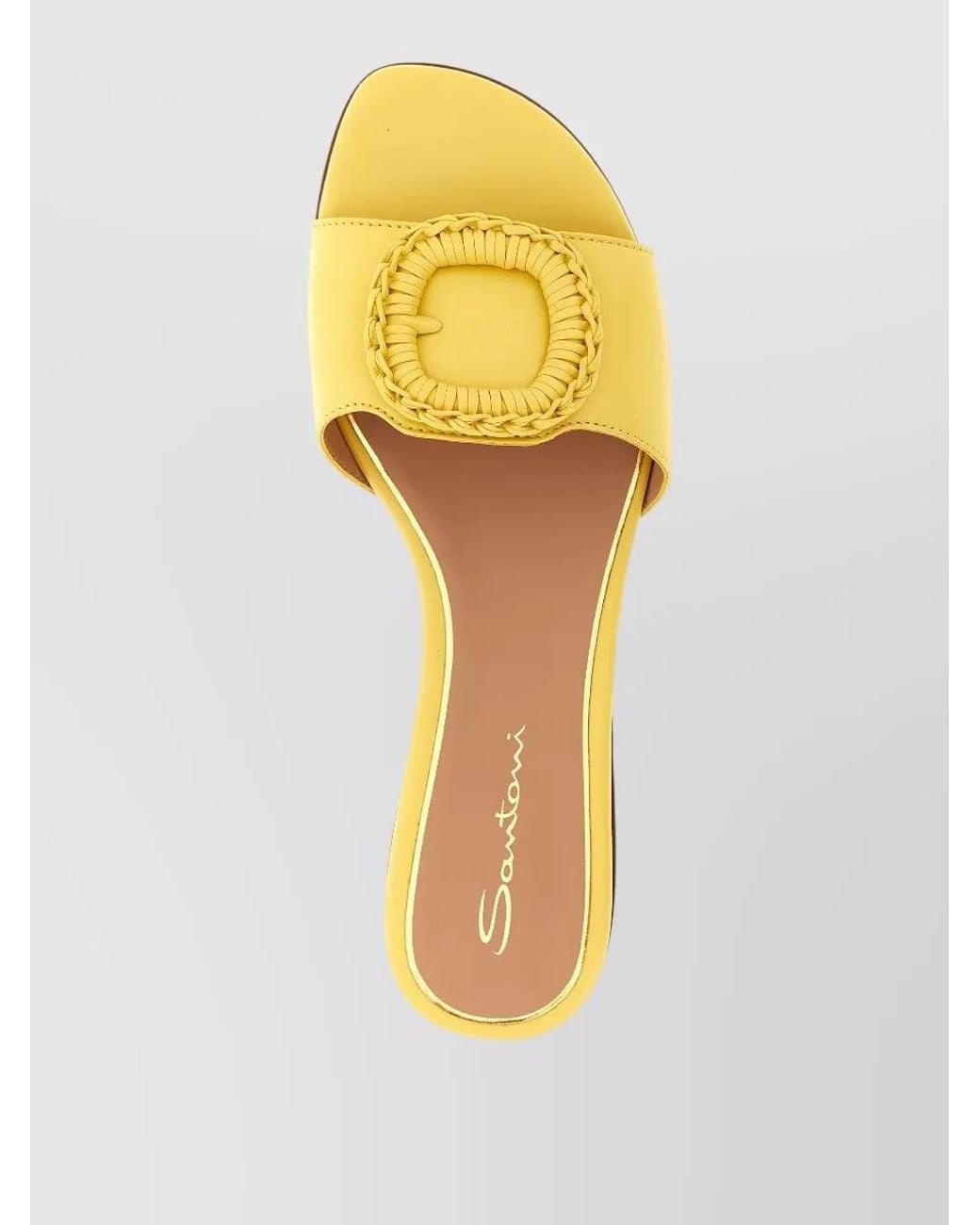 Santoni Yellow Leather Corolle Sandals