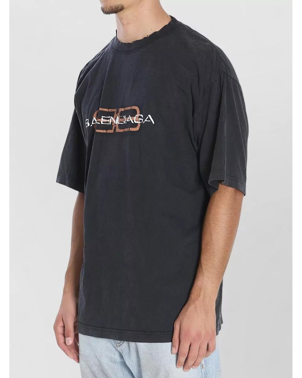 Balenciaga Black Cotton Printed Regular-Fit T-Shirt for men