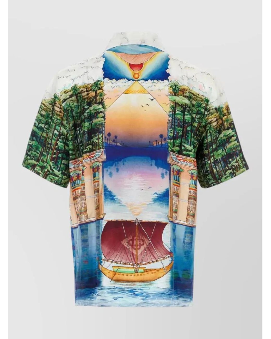 Casablanca Green Silk Printed Shirt for men