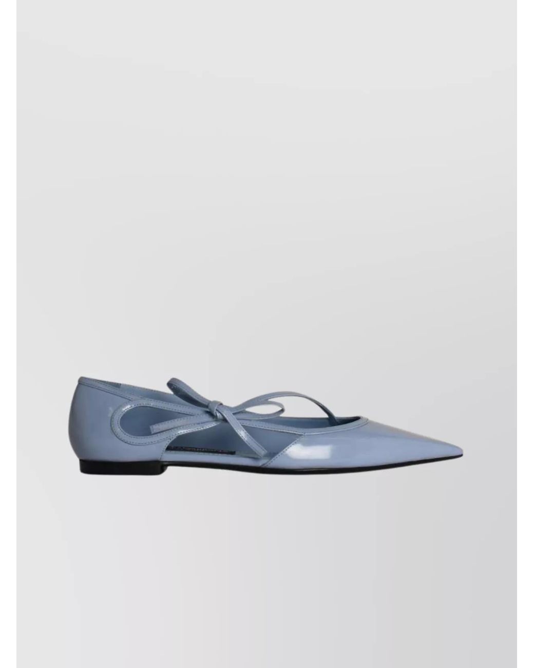 Dolce & Gabbana Blue Leather Pointed-Toe Ballerina Flats