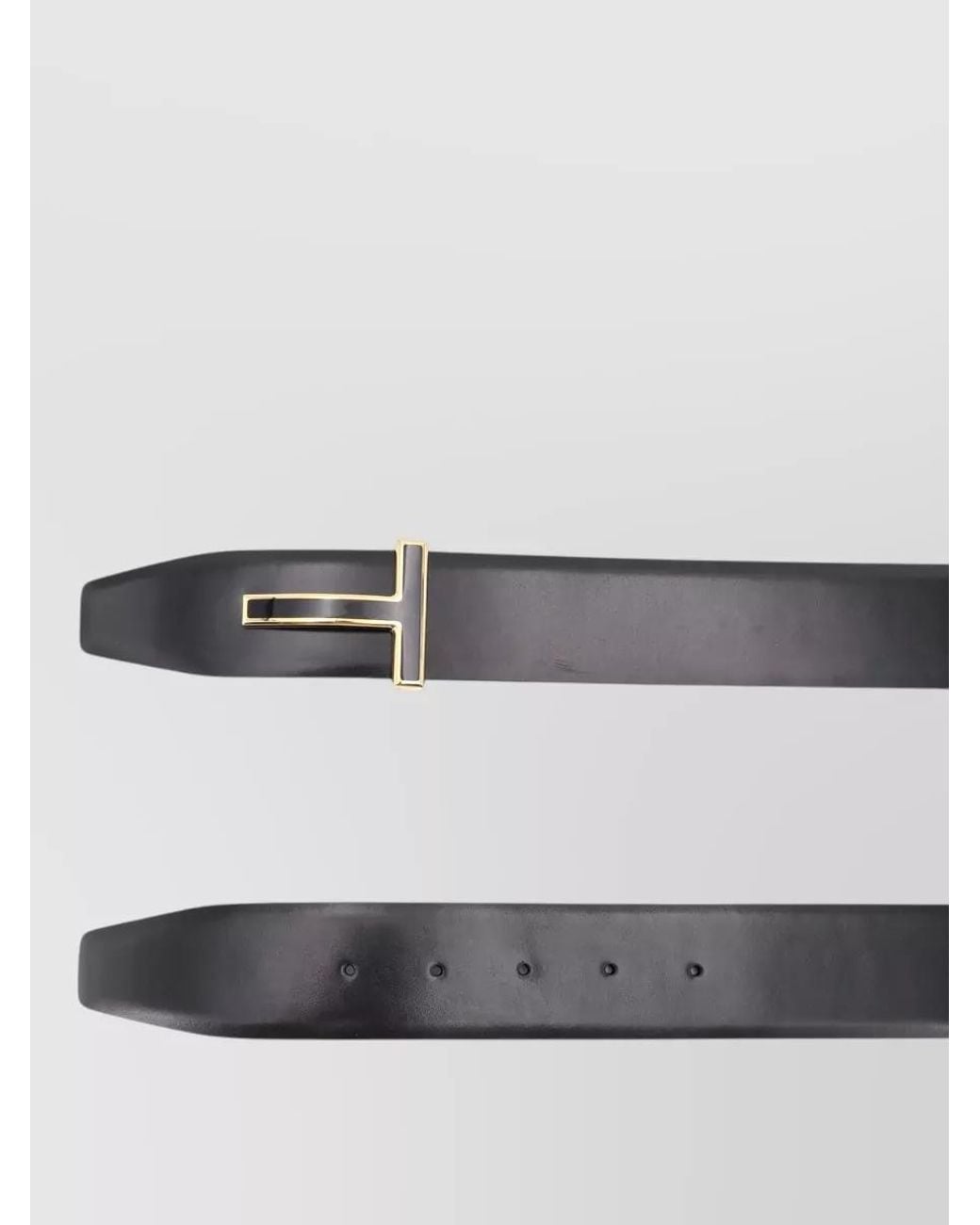 Tom Ford Gray Leather Logo Buckle Belt for men