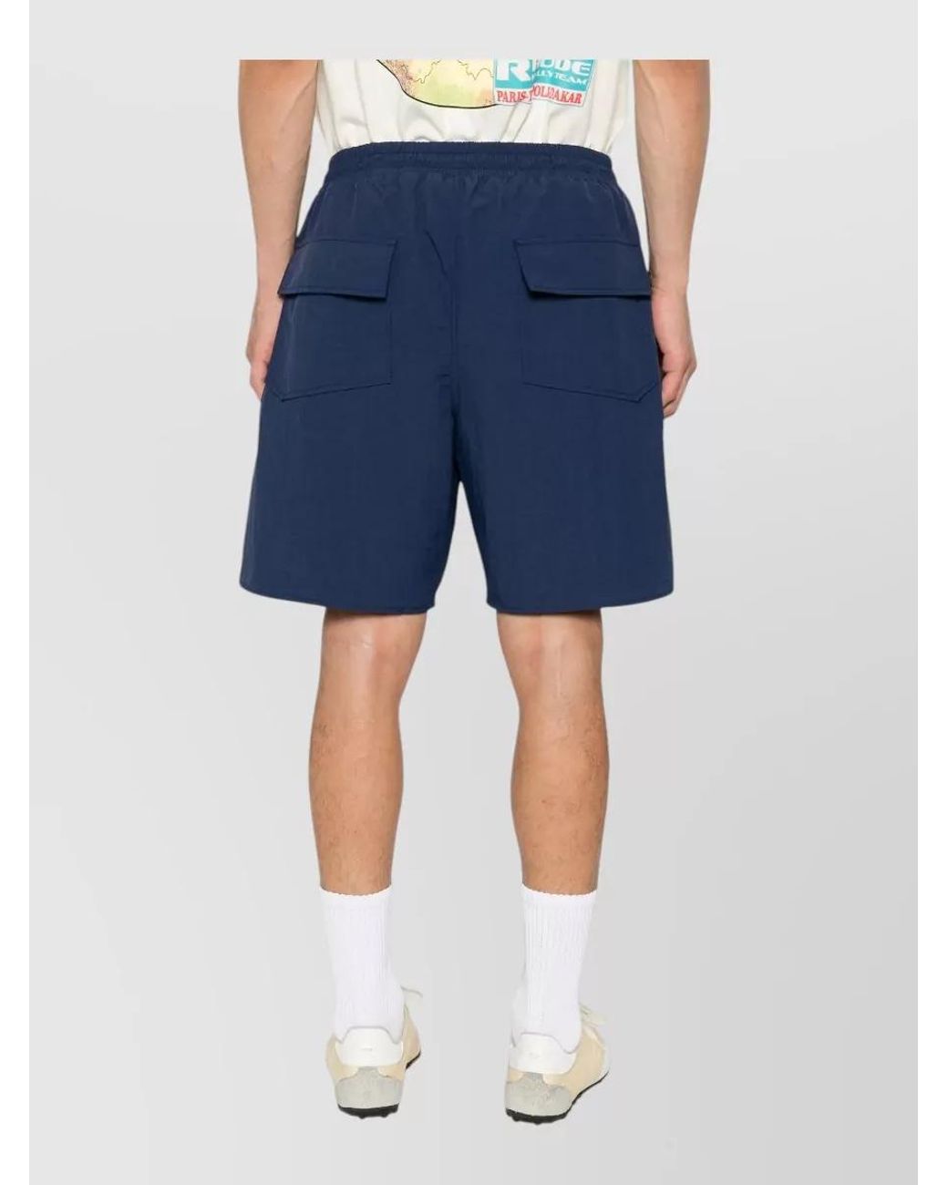 Rhude Blue Logo Print Swimming Trunks for men
