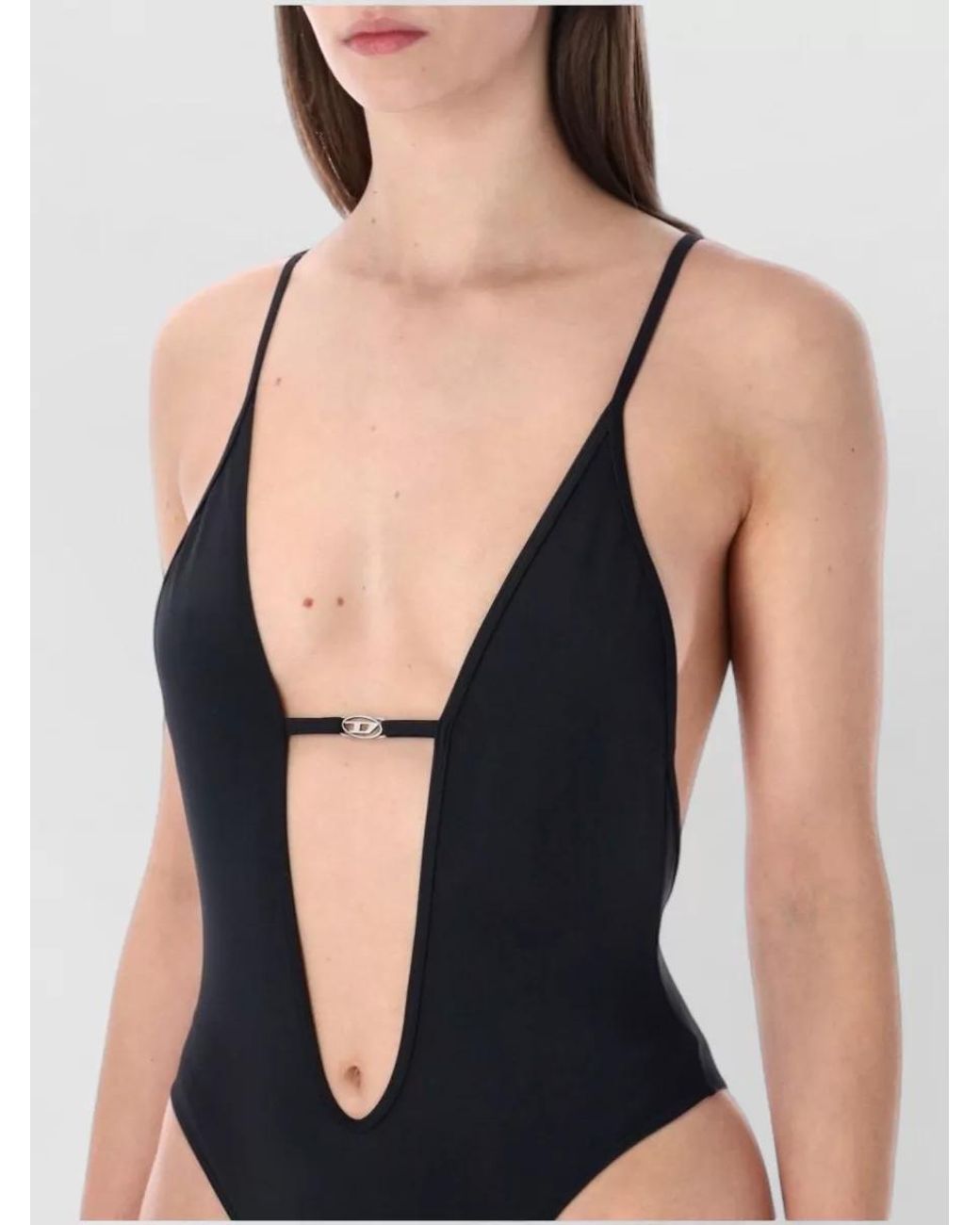 DIESEL Blue Deep V-Neck One-Piece Swimsuit