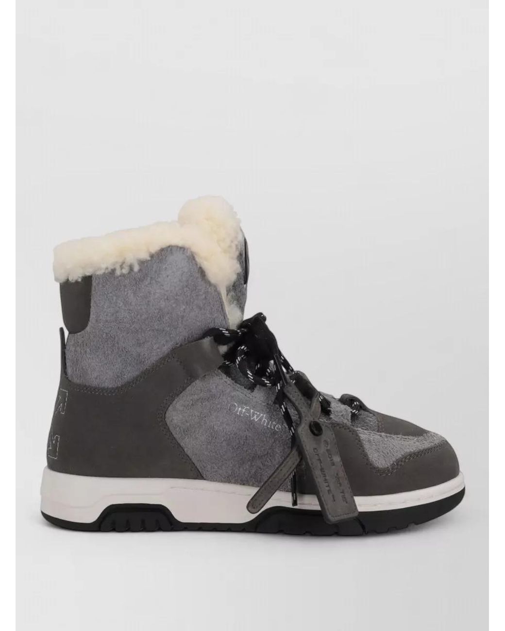 Off-White c/o Virgil Abloh Gray Leather High-Top Sneakers
