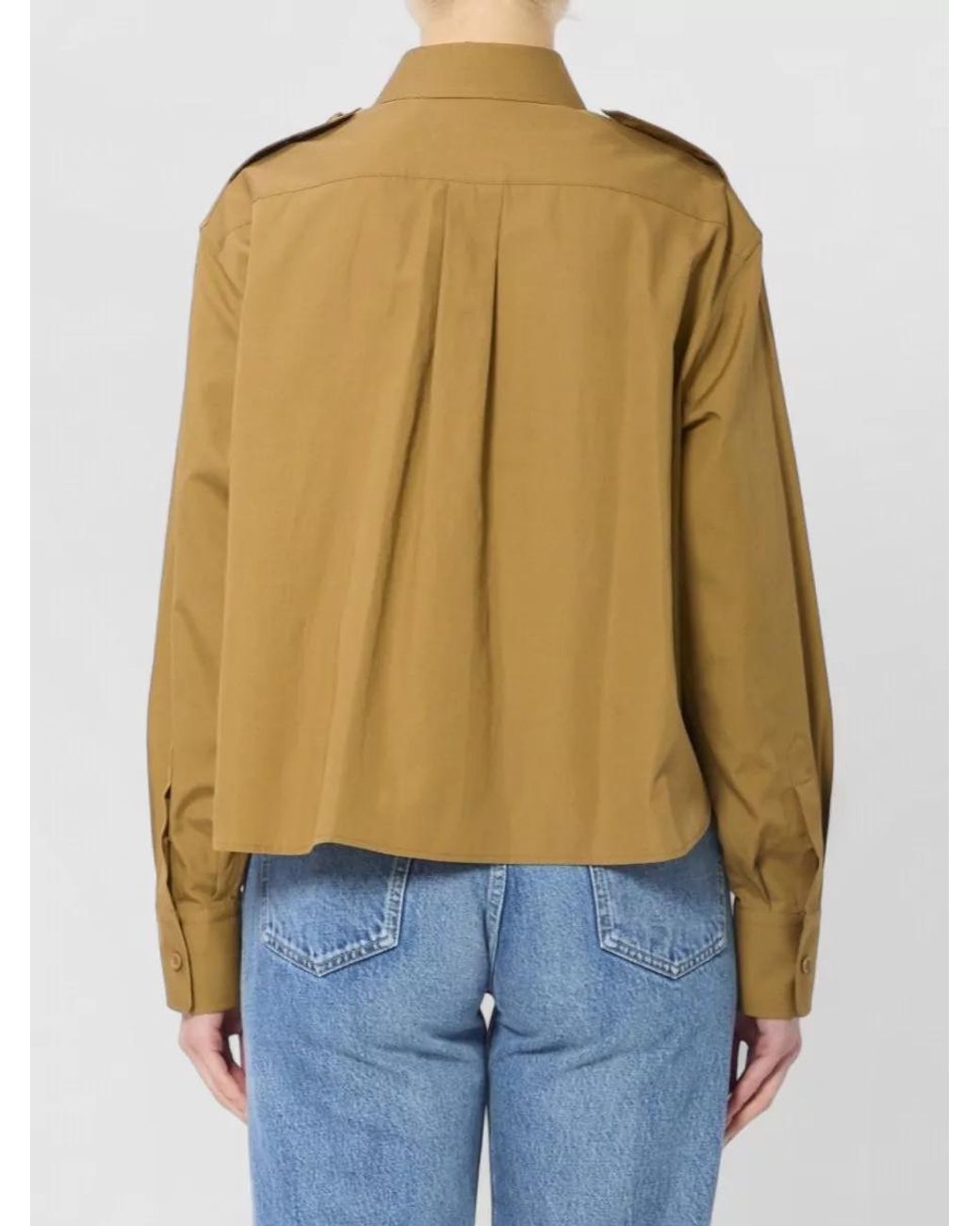 Céline Yellow Cropped Cotton Linen Shirt