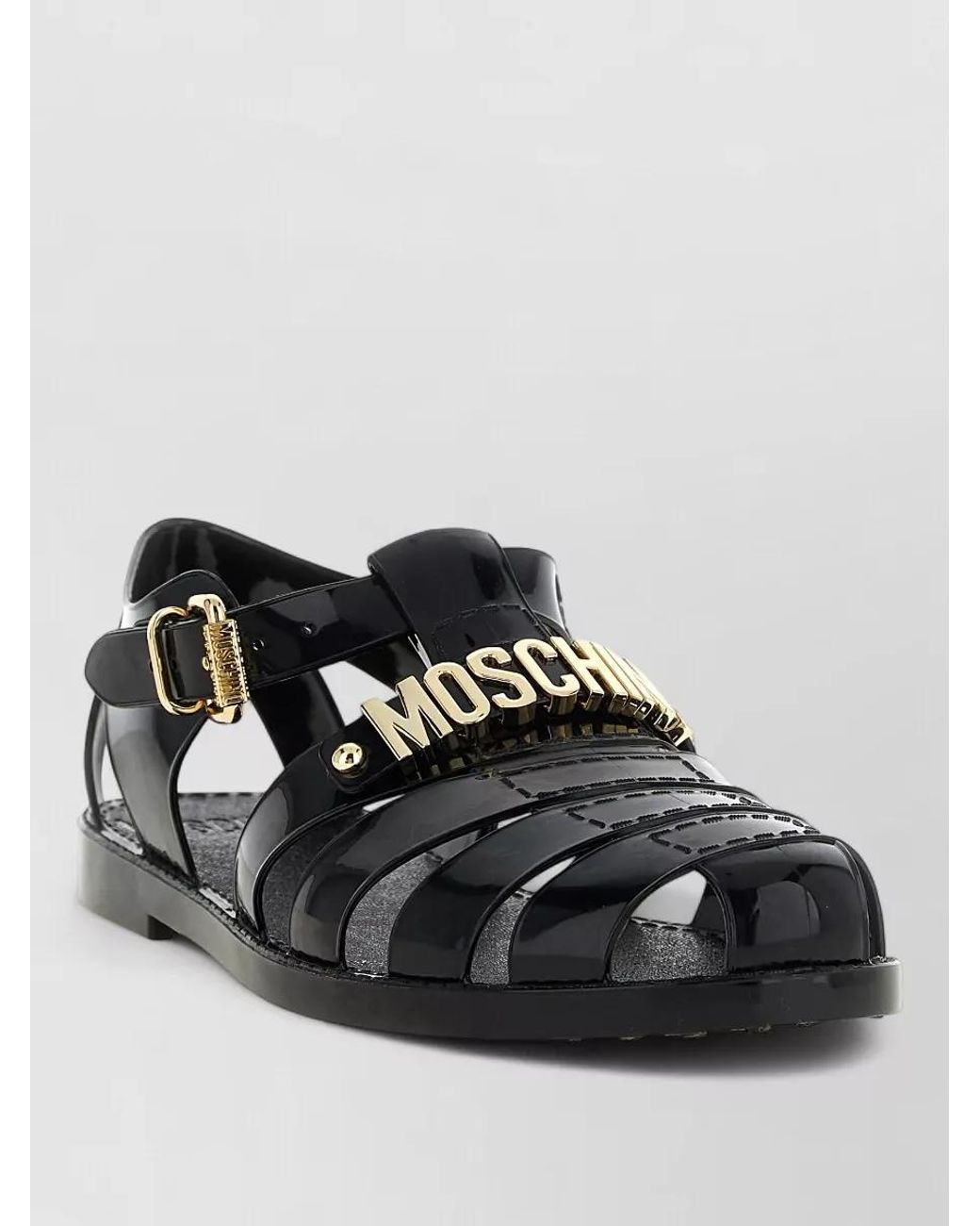 Moschino Black Pvc Fisherman Sandals for men