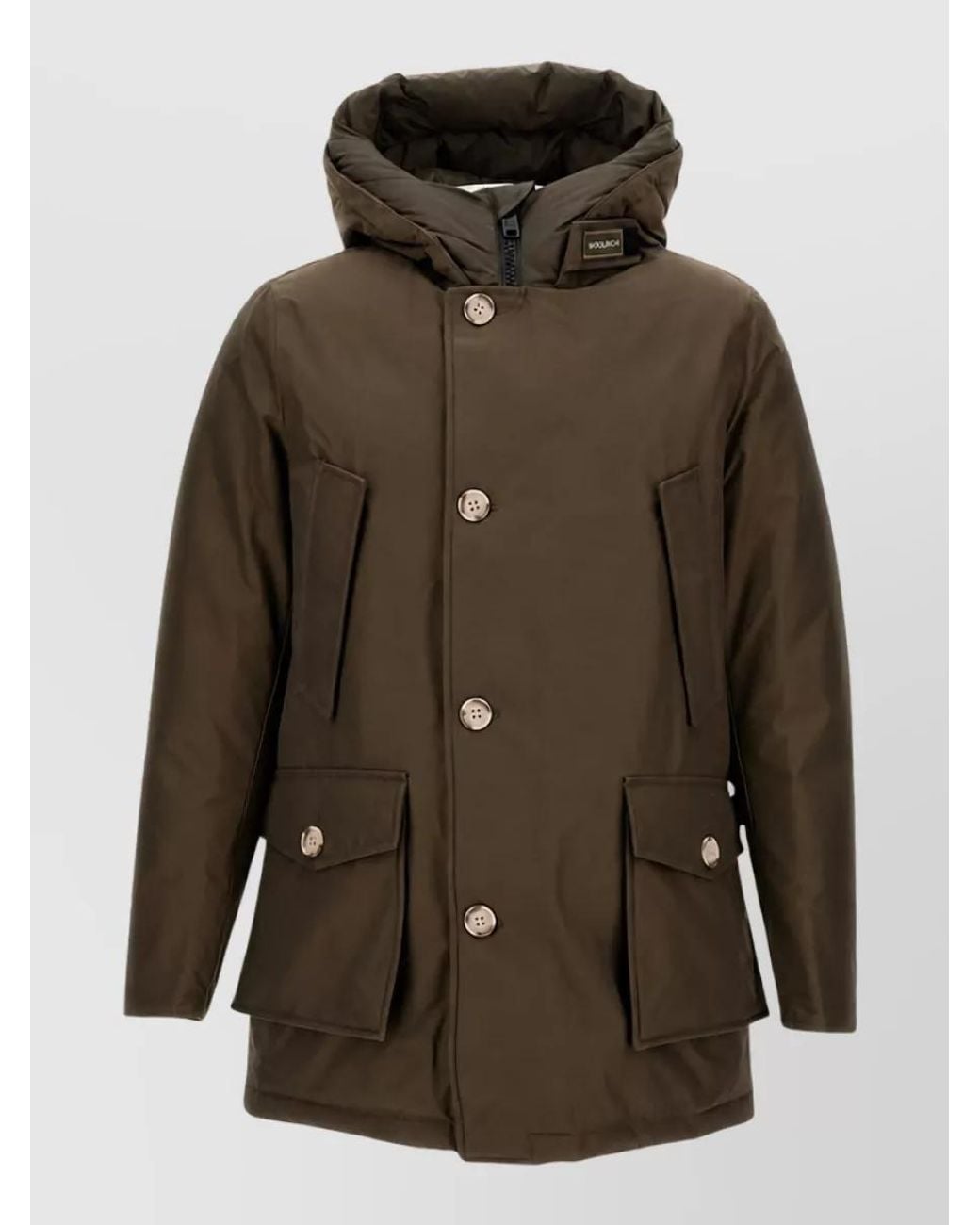 Woolrich Green Cotton Blend Hooded Parka for men