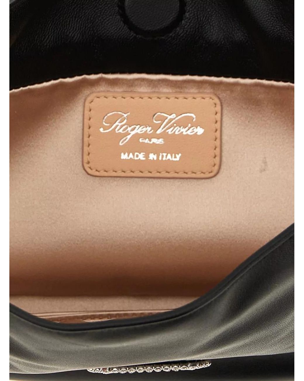 Roger Vivier Black Leather Crystal-Embellished Shoulder Bag