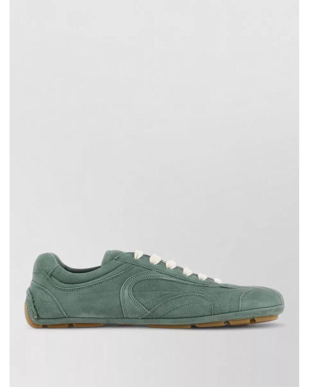 Prada Green Suede Montecarlo Low-Top Sneakers
