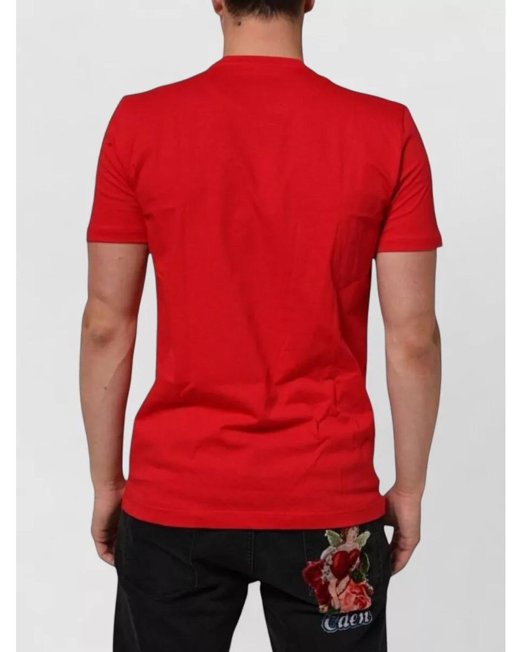 Dolce & Gabbana Red Cotton Crew Neck Short Sleeve T-Shirt for men