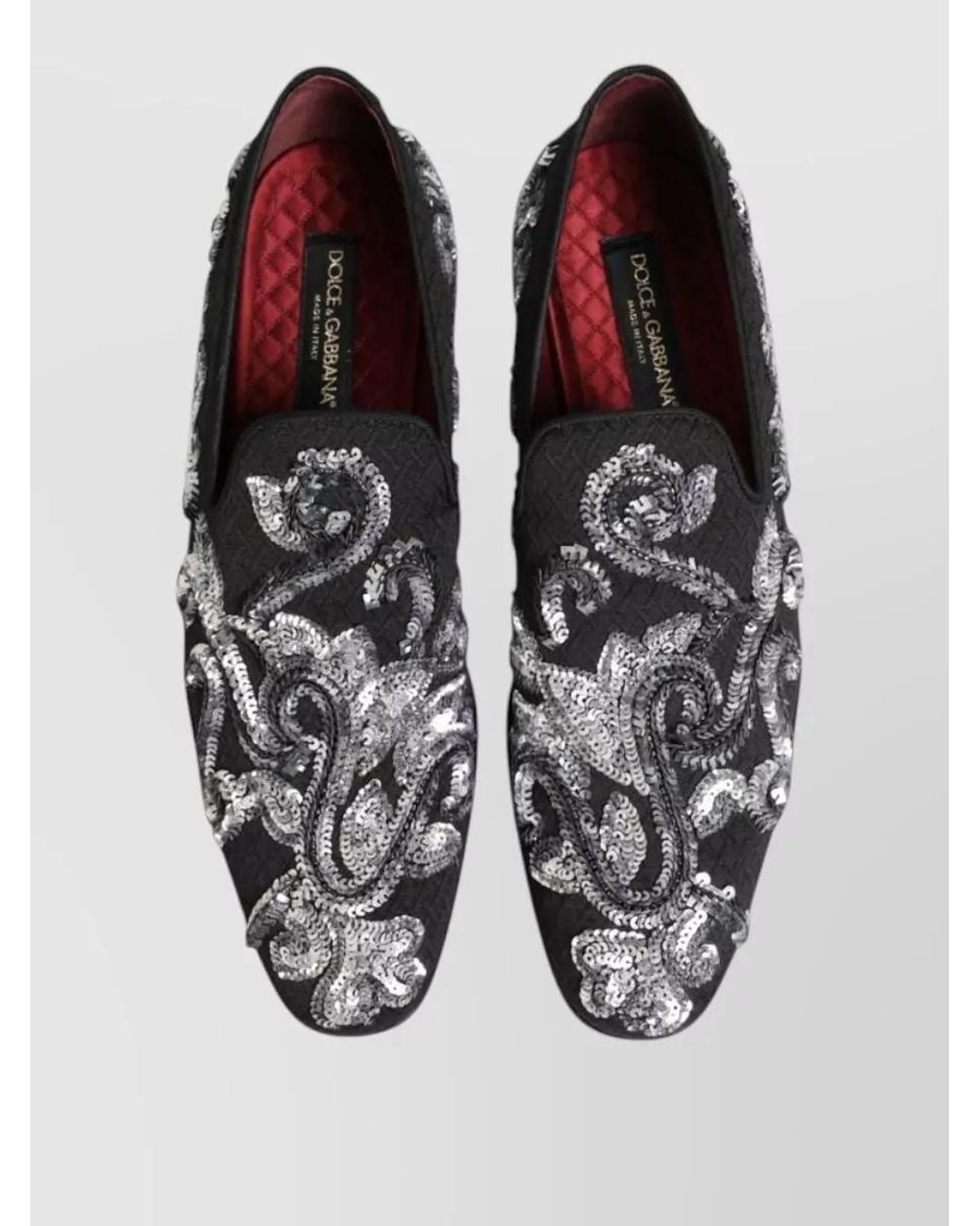 Dolce & Gabbana Black Floral-Embroidered Loafers for men
